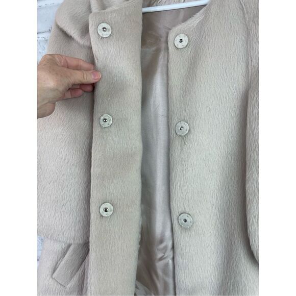Ryu Ivory Wool Blend Cape Coat w/ Oversized Bow Women’s Small Elegant Winter - Picture 5 of 9